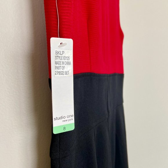 NEVER BEEN WORN Studio One Women's Red & Black Dress & Blazer Set [8] - Picture 11 of 12